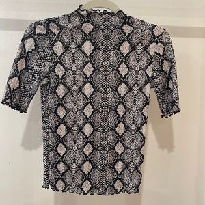 Snakeskin print mock neck blouse